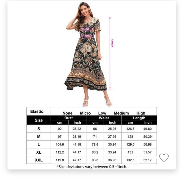 NWT-Women's Boho High Waisted Beach Maxi Dress with Short sleeves-Medium - Picture 2 of 8